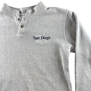 ESY Surf Co San Diego Henley Pullover Marled Grey Knit Long Sleeve Shirt Mens S